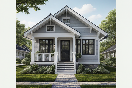 Exterior - Front Elevation 3 for Bungalow House Plan #515-49 - 2 bed, 1 bath