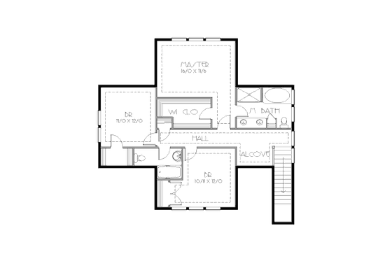 Floor Plan - Upper Floor for Traditional House Plan #423-12 - 4 bed, 3 bath