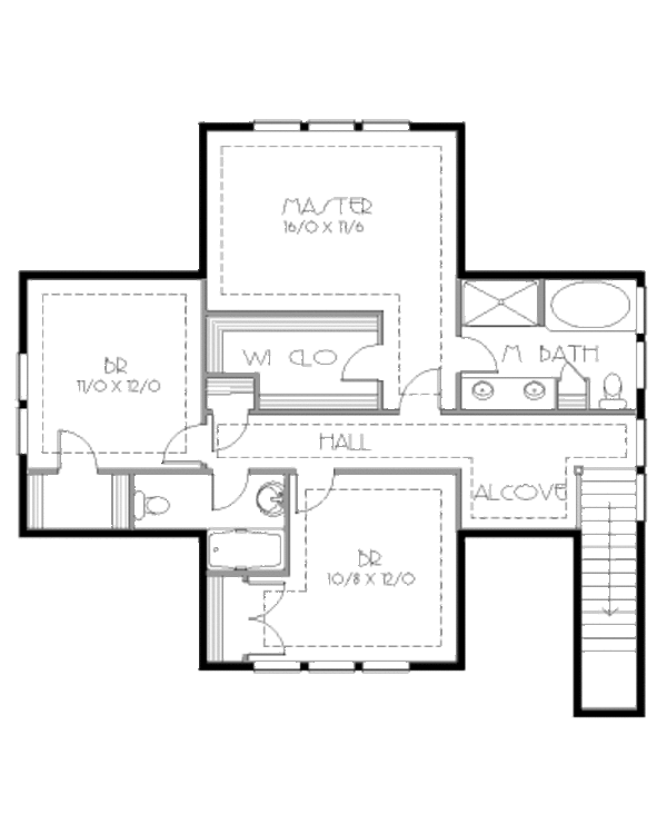 Traditional Floor Plan - Upper Floor Plan #423-12