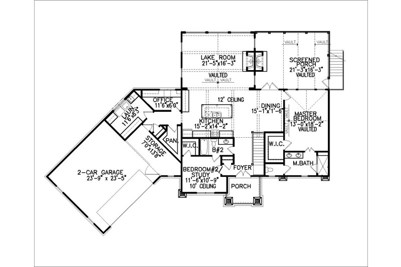 House Plan Design - Floor Plan - Main Floor for Ranch House Plan #54-484 - 4 bed, 3 bath