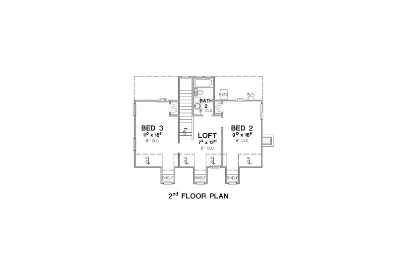 Home Plan - Floor Plan - Upper Floor for Cabin House Plan #472-443 - 3 bed, 2 bath