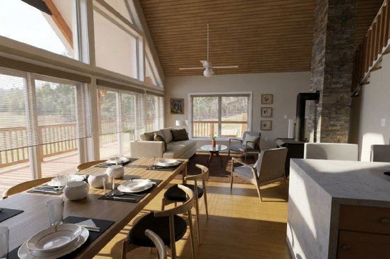 Interior - Family Room for Cabin House Plan #126-181 - 2 bed, 2 bath