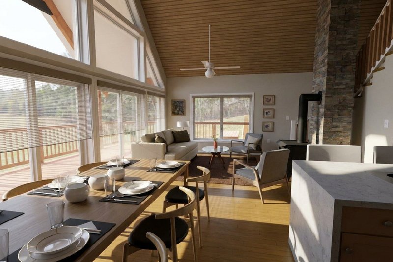 Dream House Plan - Interior - Family Room for Cabin House Plan #126-181 - 2 bed, 2 bath
