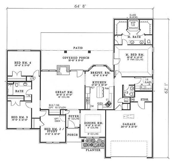 Architectural House Design - Traditional Floor Plan - Main Floor Plan #17-148