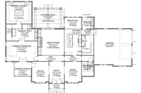 Floor Plan - Main Floor for Farmhouse House Plan #1116-26 - 4 bed, 4.5 bath