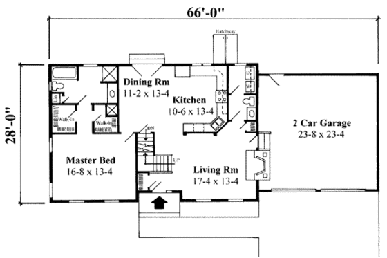 Floor Plan - Main Floor for Ranch House Plan #75-175 - 3 bed, 2.5 bath