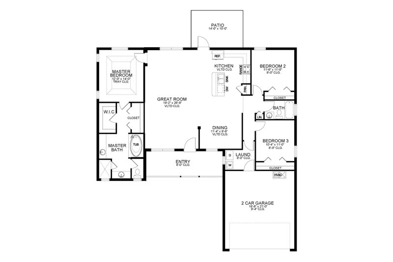 House Design - Floor Plan - Main Floor for Ranch House Plan #1058-182 - 3 bed, 2 bath