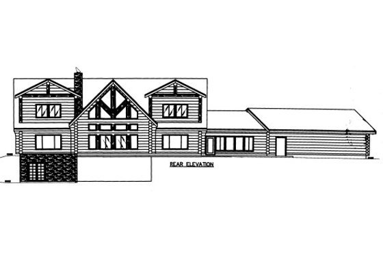 Exterior - Rear Elevation for Log House Plan #117-605 - 4 bed, 3.5 bath