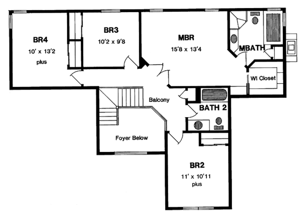 House Design - Colonial Floor Plan - Upper Floor Plan #316-142
