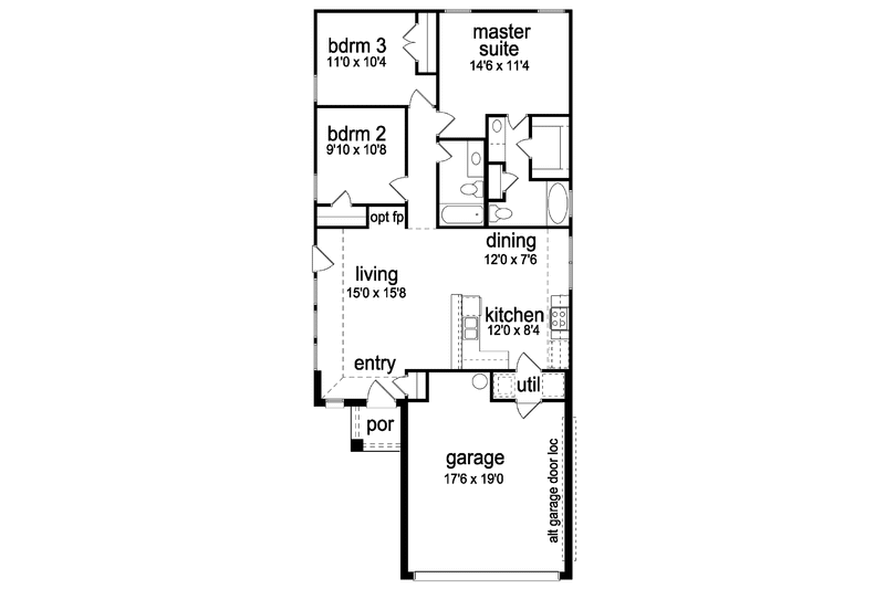 Dream House Plan - Floor Plan - Main Floor for Ranch House Plan #84-659 - 3 bed, 2 bath