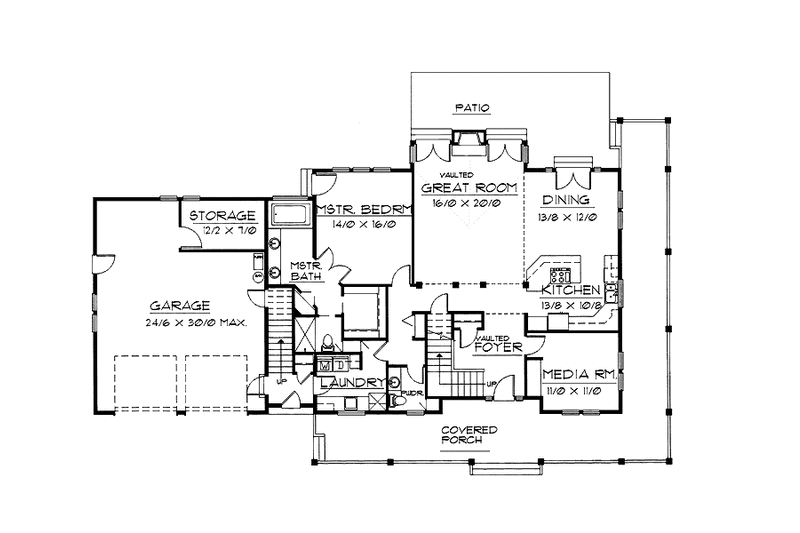 Dream House Plan - Floor Plan - Main Floor for Country House Plan #997-21 - 4 bed, 2.5 bath