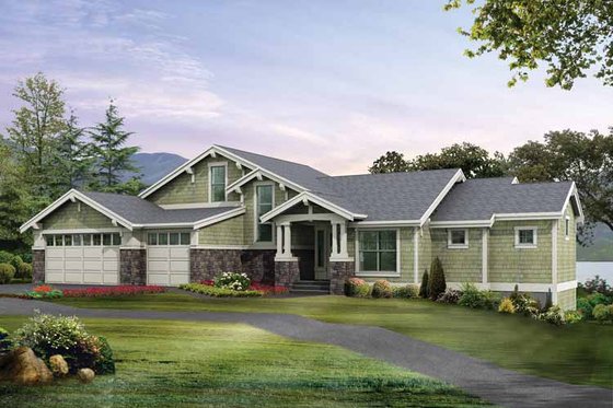 Exterior - Front Elevation 3 for Craftsman House Plan #132-275 - 4 bed, 4.5 bath