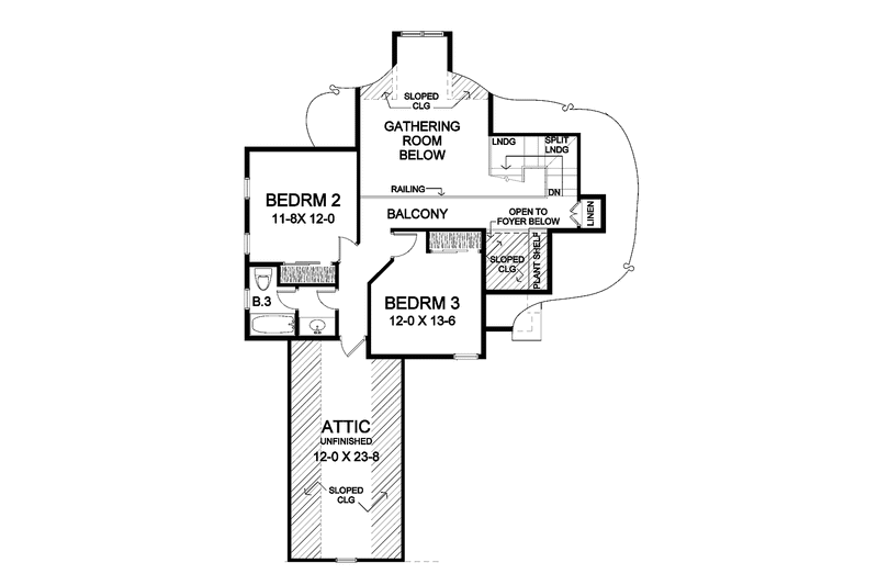 House Blueprint - Floor Plan - Upper Floor for Traditional House Plan #328-317 - 3 bed, 3 bath
