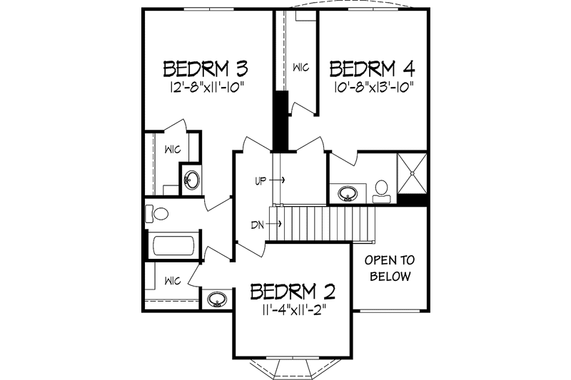Dream House Plan - Floor Plan - Upper Floor for Prairie House Plan #320-1409 - 4 bed, 3.5 bath