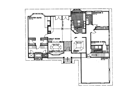 Floor Plan - Main Floor for Traditional House Plan #30-271 - 3 bed, 2 bath