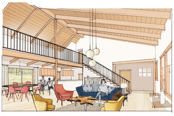 Interior - Family Room for Farmhouse House Plan #890-7 - 2 bed, 2 bath