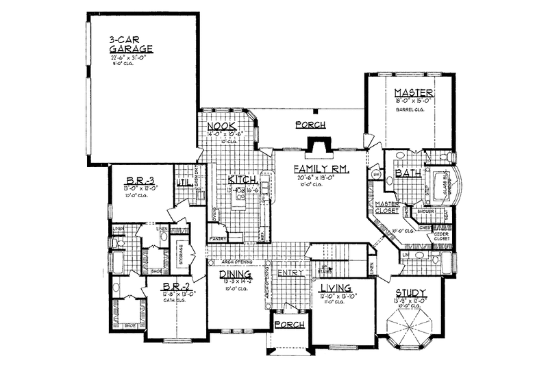 Home Plan - Floor Plan - Main Floor for Country House Plan #62-160 - 4 bed, 4 bath
