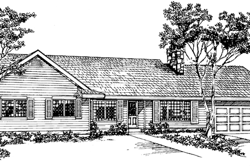 House Blueprint - Ranch Exterior - Front Elevation Plan #47-702