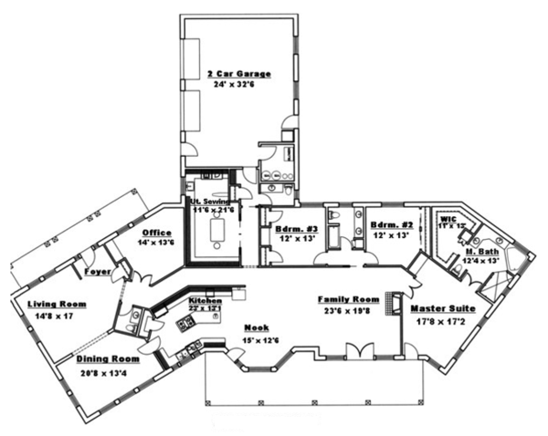 House Design - Adobe / Southwestern Floor Plan - Main Floor Plan #117-832