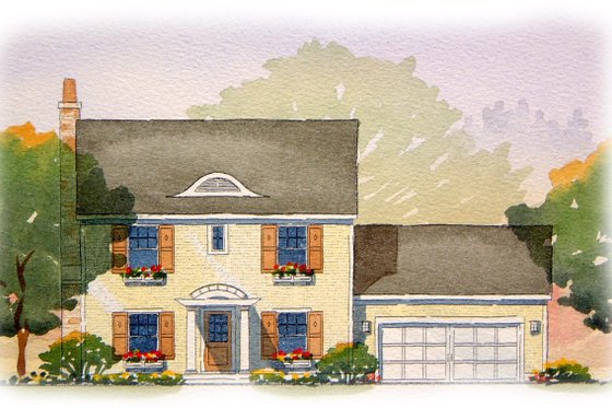 Exterior - Front Elevation for Colonial House Plan #901-75 - 3 bed, 2.5 bath
