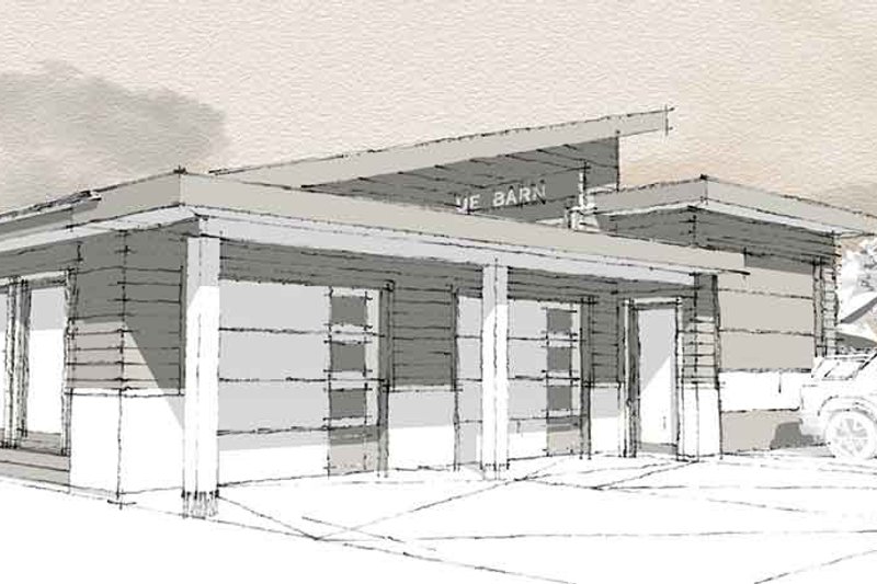 House Blueprint - Exterior - Front Elevation 4 for Contemporary House Plan #1101-45, 0 bath