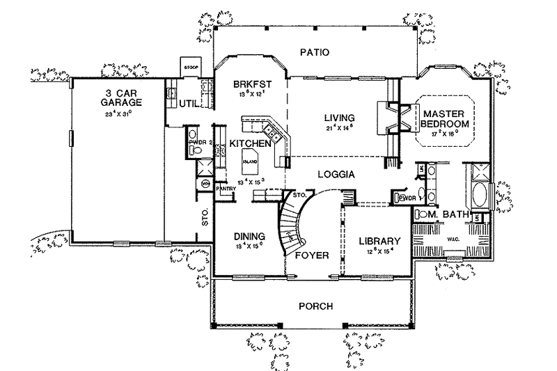 Architectural House Design - Floor Plan - Main Floor for Country House Plan #472-230 - 4 bed, 3.5 bath