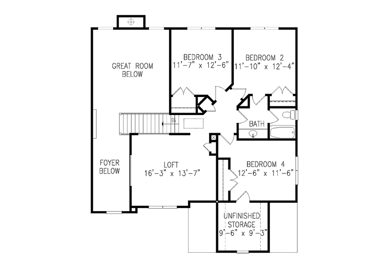 Dream House Plan - Floor Plan - Upper Floor for Traditional House Plan #54-299 - 4 bed, 2.5 bath