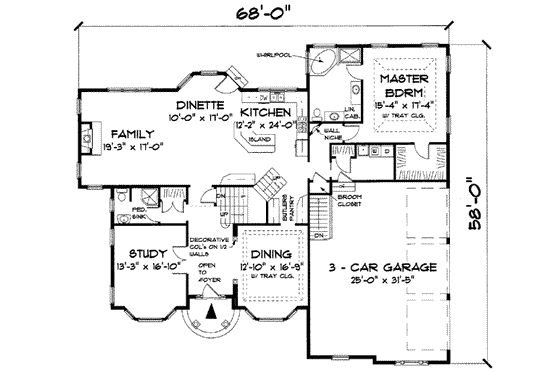 Floor Plan - Main Floor for Traditional House Plan #75-106 - 5 bed, 4 bath
