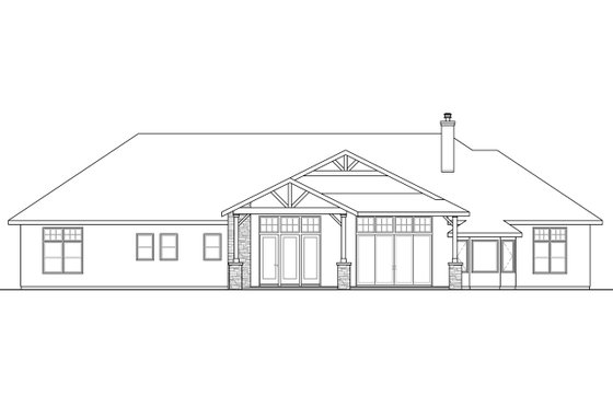 Exterior - Rear Elevation for Craftsman House Plan #124-1240 - 3 bed, 2.5 bath