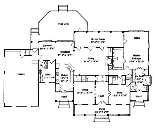 Architectural House Design - Victorian Floor Plan - Main Floor Plan #37-239