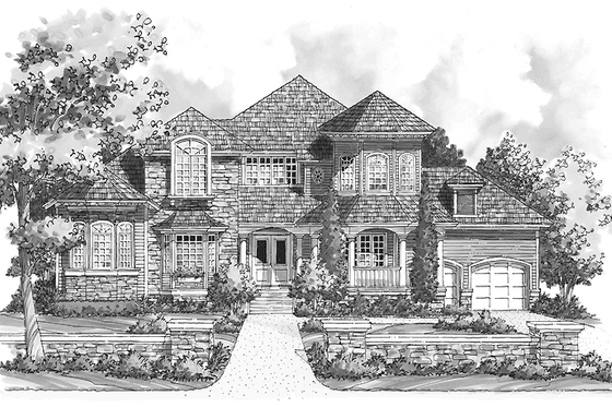 Exterior - Front Elevation 3 for Country House Plan #930-237 - 4 bed, 3.5 bath