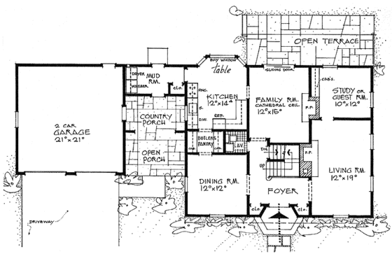 Floor Plan - Main Floor for Colonial House Plan #315-115 - 4 bed, 2.5 bath
