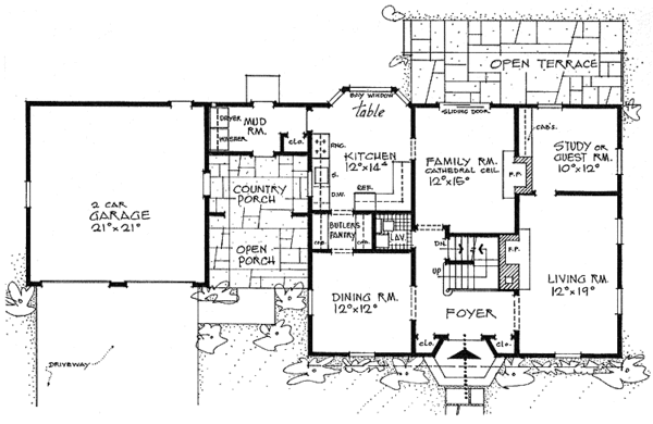 Architectural House Design - Colonial Floor Plan - Main Floor Plan #315-115