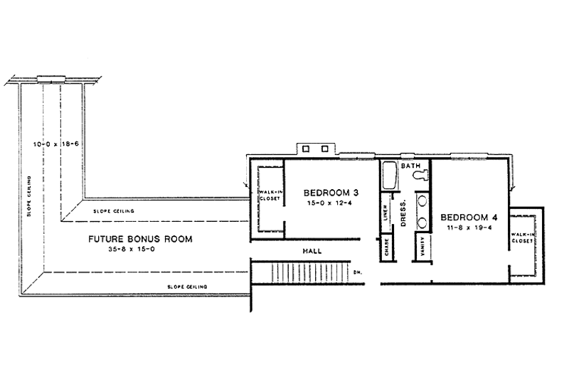 Home Plan - Floor Plan - Upper Floor for Colonial House Plan #10-272 - 4 bed, 3 bath