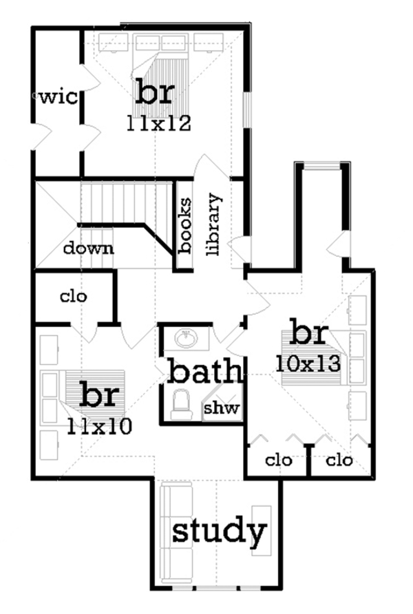 Dream House Plan - Traditional Floor Plan - Upper Floor Plan #45-569