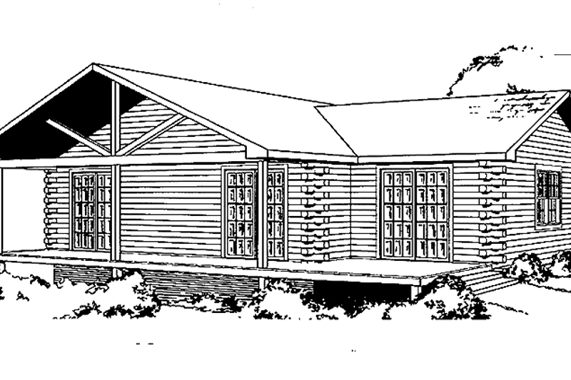 Home Plan - Log Exterior - Front Elevation Plan #964-6