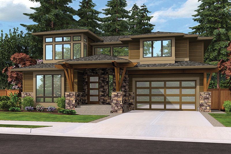 Architectural House Design - Exterior - Front Elevation 6 for Contemporary House Plan #132-564 - 4 bed, 3 bath