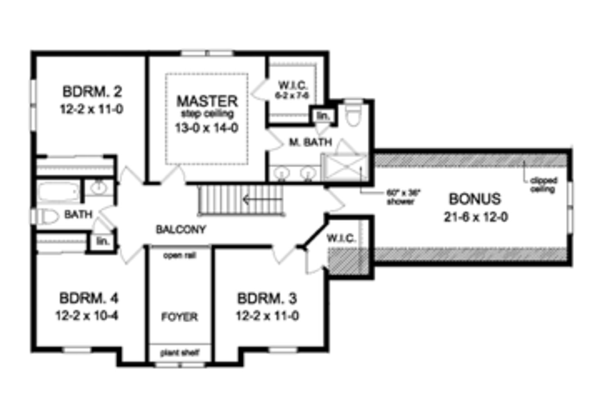 House Design - Colonial Floor Plan - Upper Floor Plan #1010-55