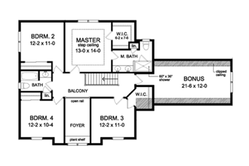 Home Plan - Floor Plan - Upper Floor for Colonial House Plan #1010-55 - 4 bed, 2.5 bath