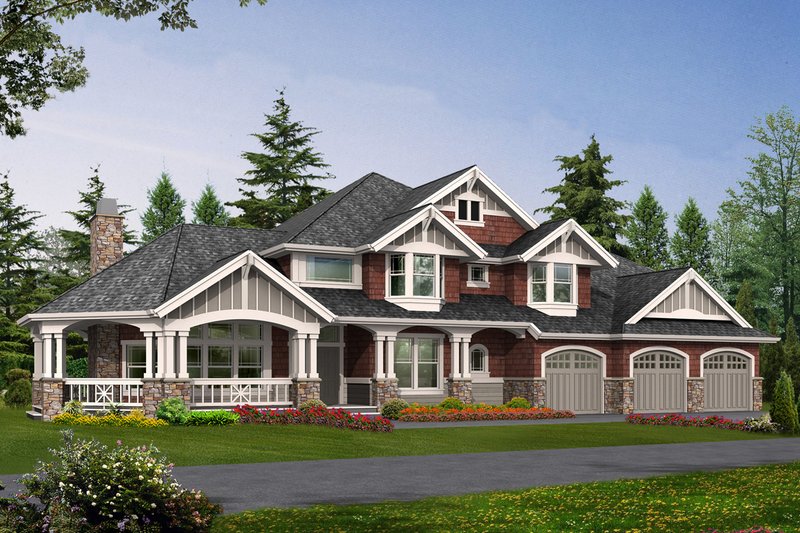House Blueprint - Craftsman Exterior - Front Elevation Plan #132-165
