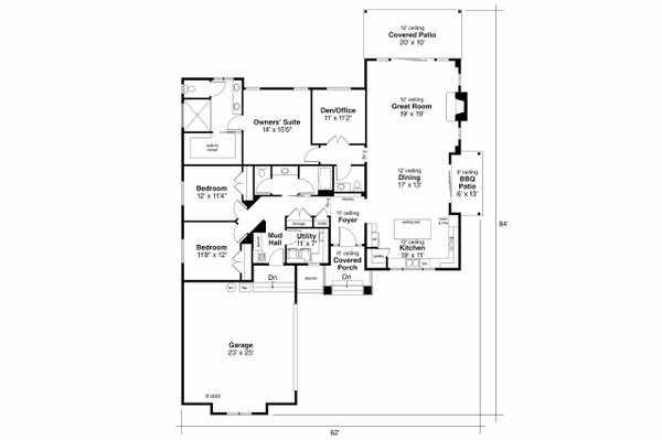 House Blueprint - Prairie Floor Plan - Main Floor Plan #124-1254