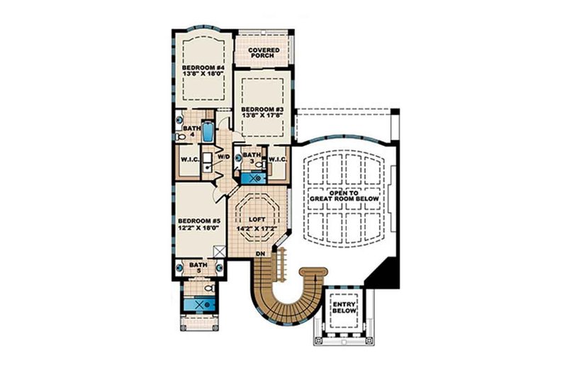 Dream House Plan - Floor Plan - Upper Floor for Mediterranean House Plan #1017-171 - 5 bed, 7 bath