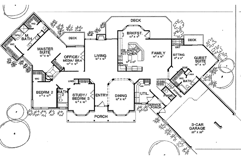 Dream House Plan - Floor Plan - Main Floor for Country House Plan #472-203 - 5 bed, 3.5 bath