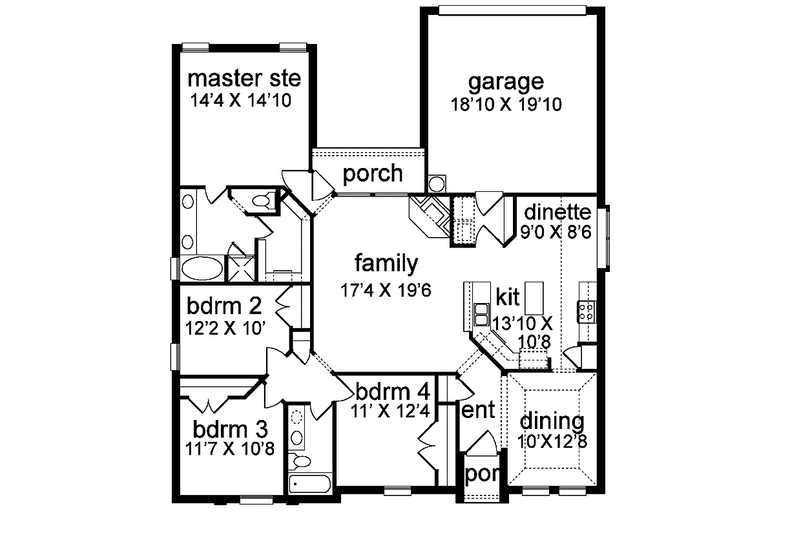 Architectural House Design - Floor Plan - Main Floor for Traditional House Plan #84-761 - 4 bed, 2 bath