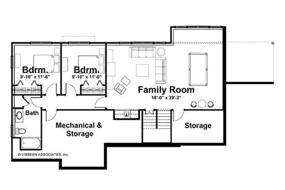 Floor Plan - Lower Floor for Craftsman House Plan #928-164 - 2 bed, 2.5 bath
