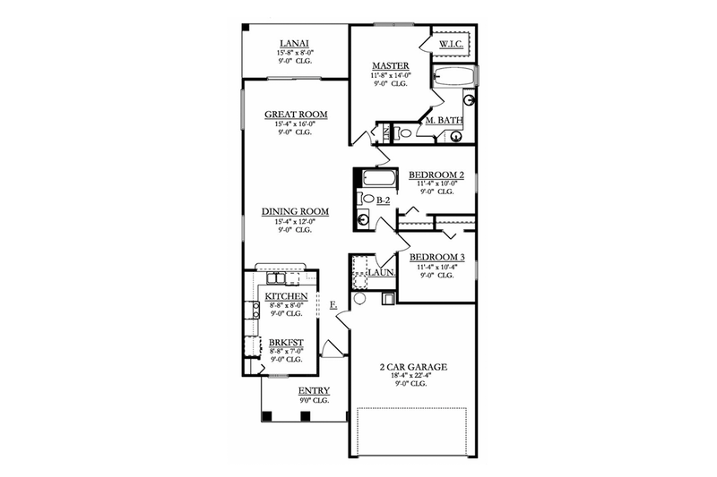 Home Plan - Floor Plan - Main Floor for Adobe / Southwestern House Plan #1058-95 - 3 bed, 2 bath