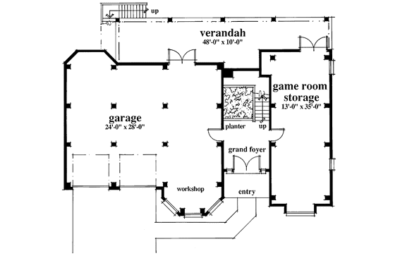 Floor Plan - Lower Floor for Mediterranean House Plan #930-78 - 3 bed, 2.5 bath