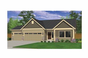 Exterior - Front Elevation 3 for Ranch House Plan #943-21 - 3 bed, 2 bath