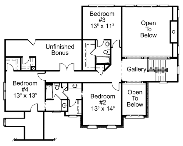 Home Plan - Colonial Floor Plan - Upper Floor Plan #429-411