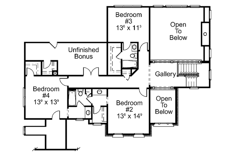 Home Plan - Floor Plan - Upper Floor for Colonial House Plan #429-411 - 4 bed, 3.5 bath